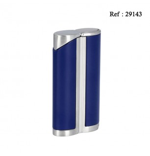 Lighter ADORINI jet curve blue satin silver with cigar punch
