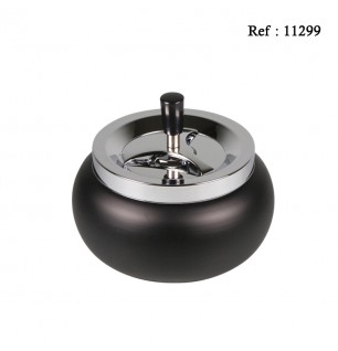 Spinning table ashtray Jumbo Black Mat/Chrom Ø 17 cm, hight 10 cm