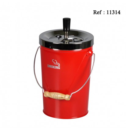 Bucket spinning ashtray Smoking Red H. 20 cm Ø 14 cm