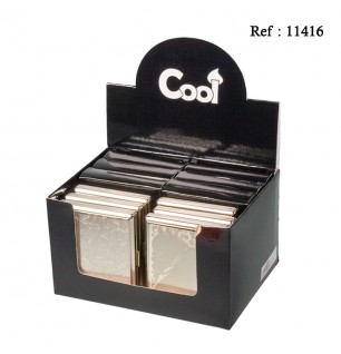 Cigarette case metal for 16 cigarettes, assorted per 12 pcs