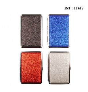 Cigarette case glitter for 14 cigarettes assorted per 12 pcs