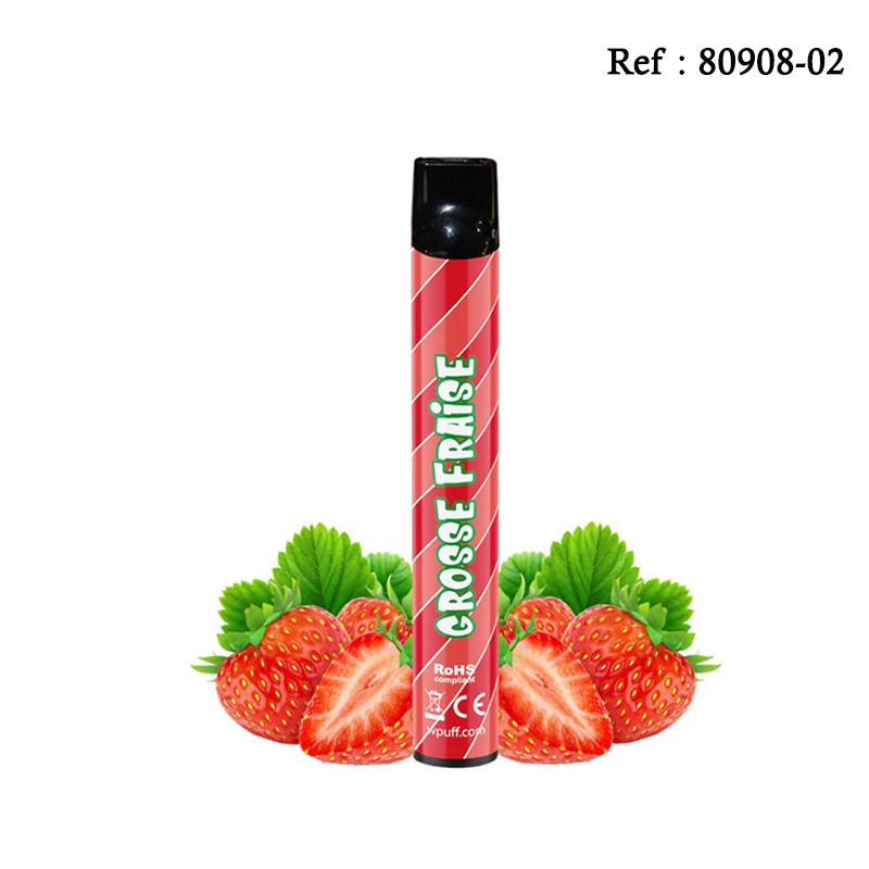 E-cigarettes jetables WPuff Grosse Fraise Nicotine 1.7% 600 Puffs