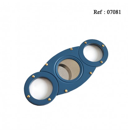 Cigar cutter stainless steel blue mat