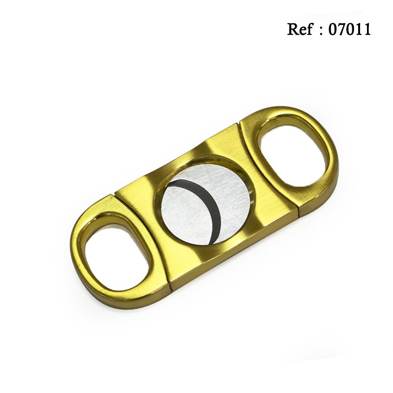 Cigar cutter stainless gold with cigar rests