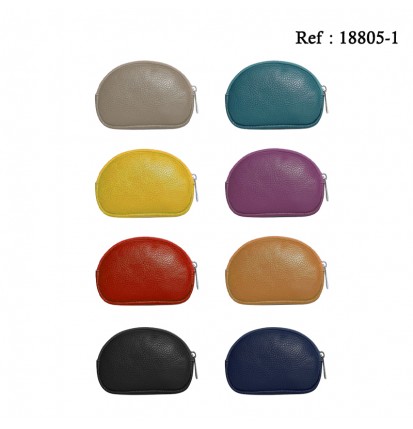 Porte Monnaie Cuir Vachette Demi-cercle Coloris assortis par 12 pcs