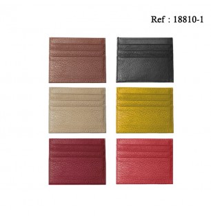 Card holder cow leather assorted per 12 pcs(black-red-green-yellow)