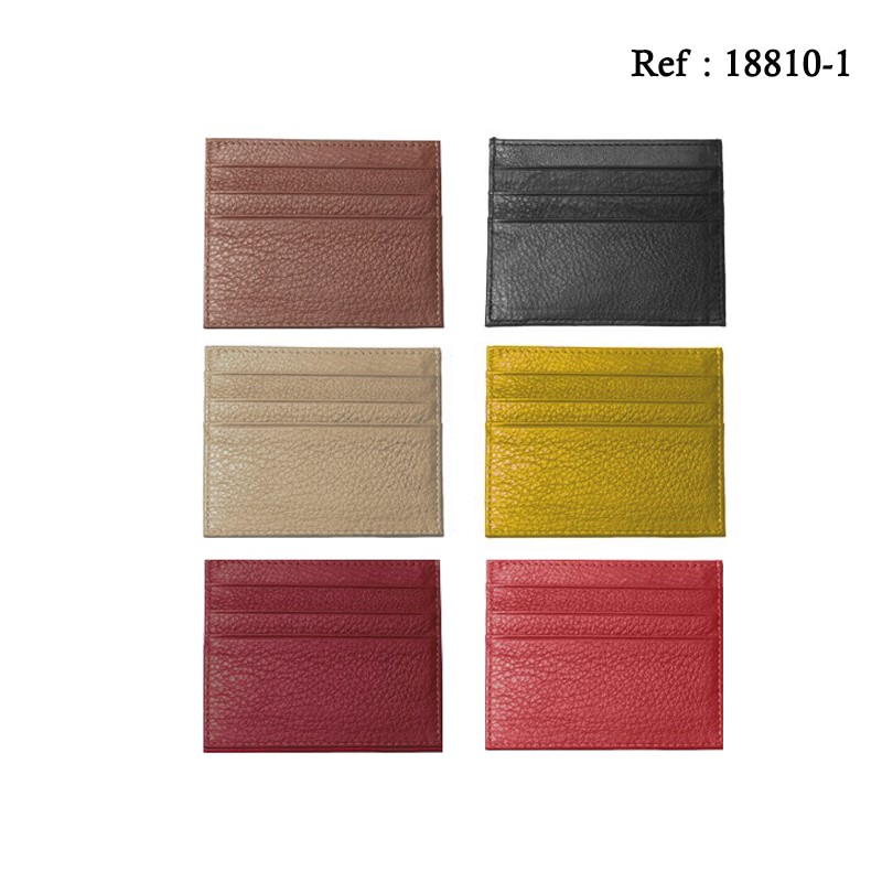 Card holder cow leather assorted per 12 pcs(black-red-green-yellow)