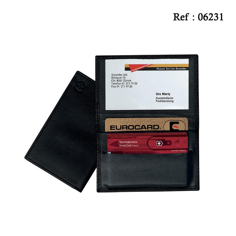 Etui cuir noir Swisscard VICTORINOX