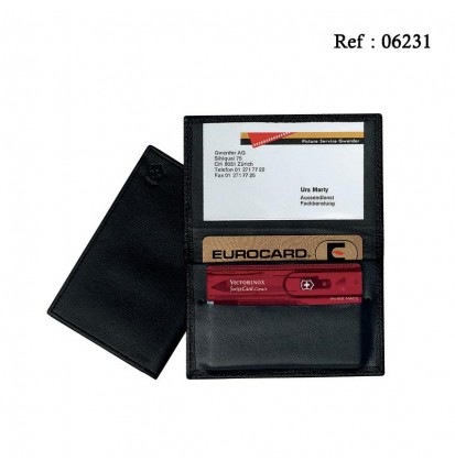 Etui cuir noir Swisscard VICTORINOX