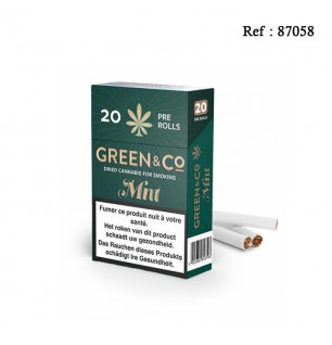 Pré-rolls Menthol CBD GREEN & Co - paquet de 20pré-rolls