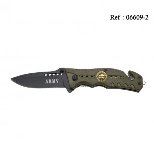 Knife THIRD Army ABS Green 12cm, Stainless Steel + Case