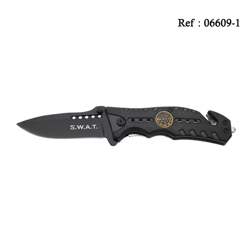 Knife THIRD S.W.A.T ABS Black 12cm, Stainless Steel + Case