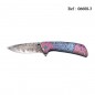 Knife THIRD Steel 3D Damascus Blue/Pink 11.5cm, Stainless steel