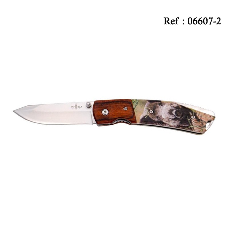 Knife THIRD Red wood Boar Motif 11,5cm, Stainless steel