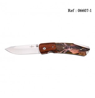 Knife THIRD Red wood Deer Motif 11,5cm, Stainless steel