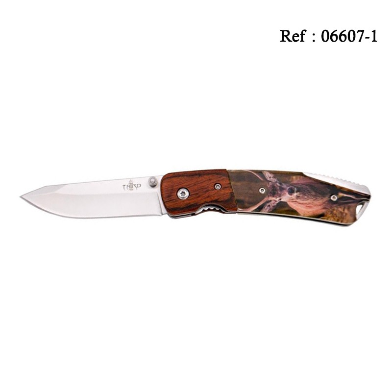 Knife THIRD Red wood Deer Motif 11,5cm, Stainless steel