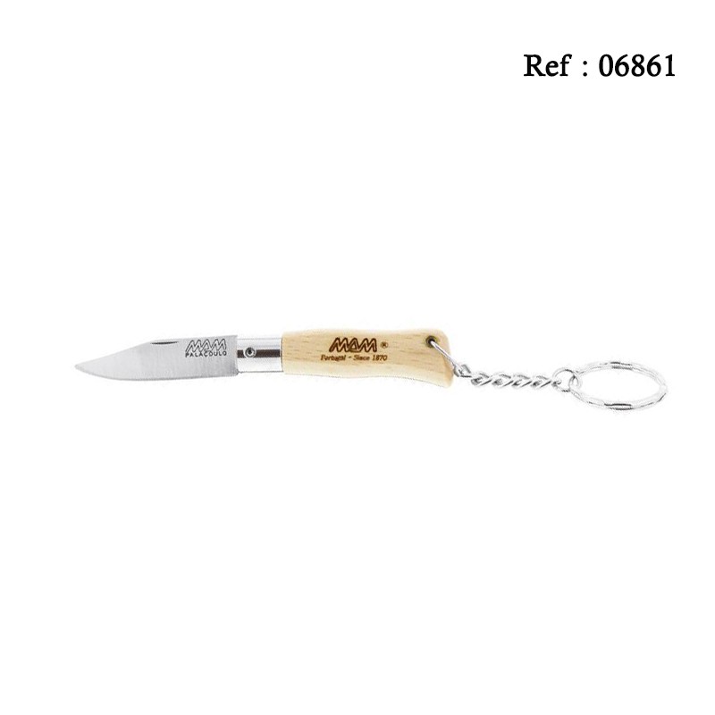 M.A.M key-ring knives Beechwood, 5.5cm stainless steel blade