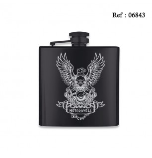 Flasque 180 ML Noire Mat 6 Oz gravure "Motorcycle"