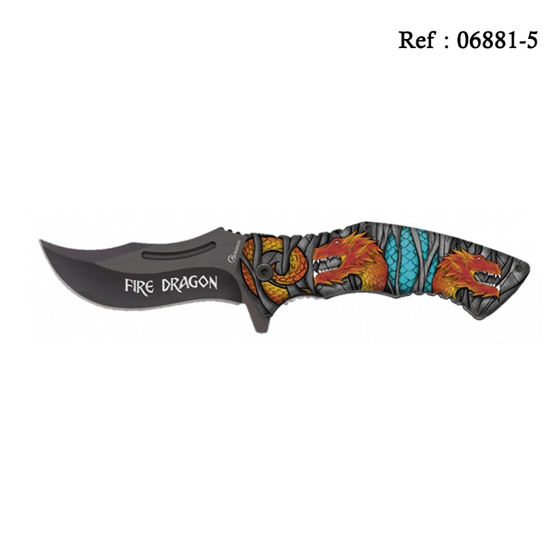 Knife 3D 8.5 cm Fire Dragon with clip