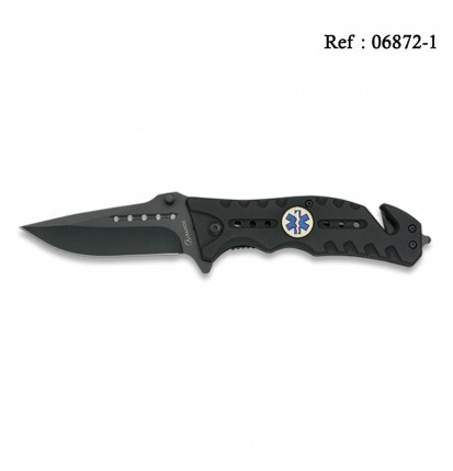 Knife FOS Black "EMS" 8 cm with clip