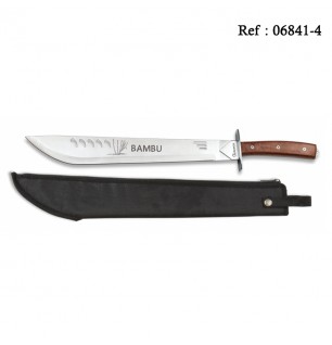 Machette Latine 43cm Bambu, lame acier manche bois, étui nylon