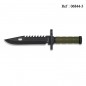 Knife 19cm Green/Black whistle, pencil sharpener, compass