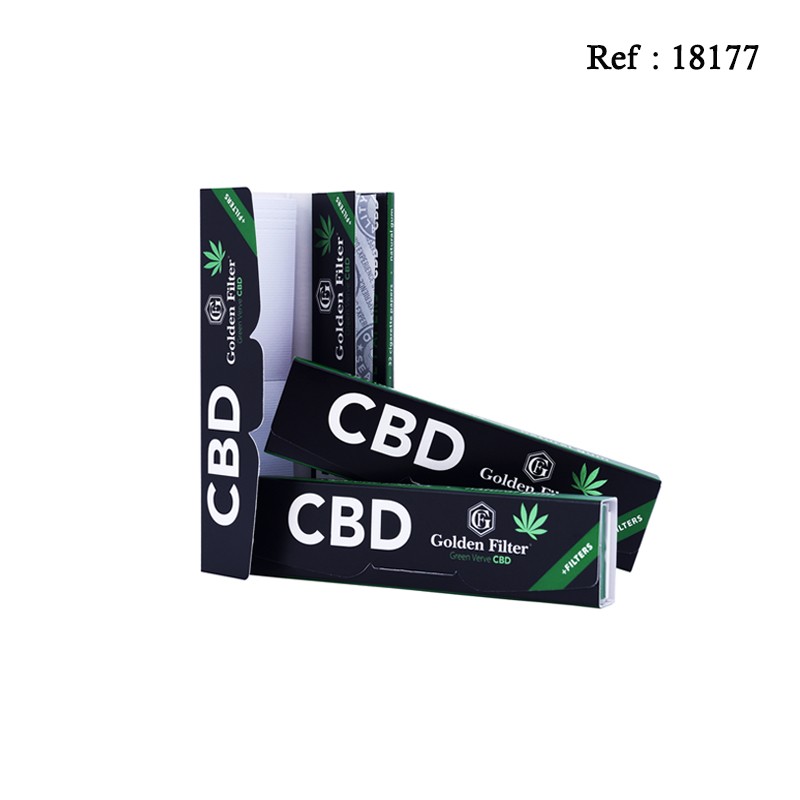 Papier cig. GOLDEN FILTER King size Slim + filtres Green verre CBD