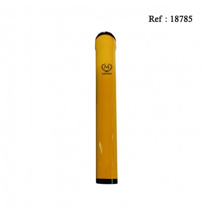 metal tube for 1 cigar, yellow with hygrometer