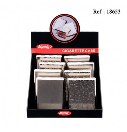 Etui métal guilloché 16cigarettes slim, 4 décors ass., display de 8