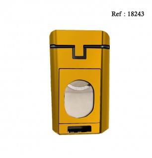 Briquet MYON Cigare quadruple jet Jaune & emporte pièce/coupe-cigare