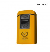 Briquet MYON Cigare quadruple jet Jaune & emporte pièce/coupe-cigare