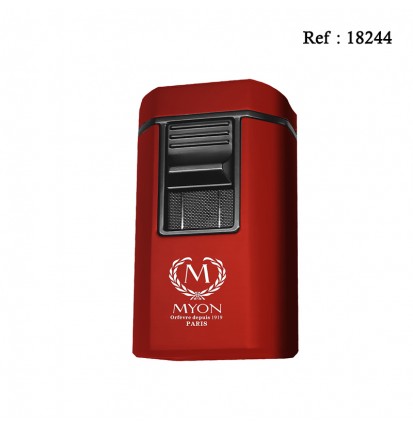 Briquet MYON Cigare quadruple jet Rouge & emporte pièce/coupe-cigare