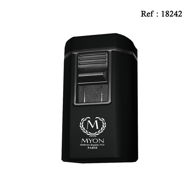 Briquet MYON Cigare quadruple jet Noir & emporte pièce/coupe-cigare