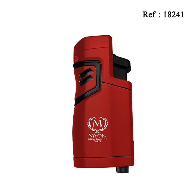 Briquet MYON Cigare quadruple jet Rouge & emporte pièce/repose-cigare