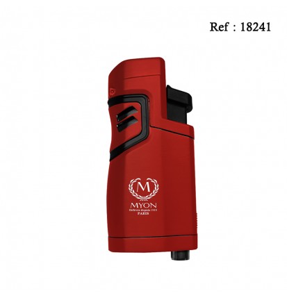 Briquet MYON Cigare quadruple jet Rouge & emporte pièce/repose-cigare