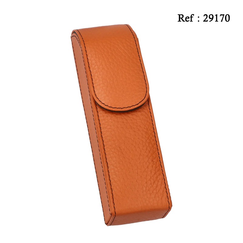 adorini cigar case real leather 2.- cigars orange with cedro divider