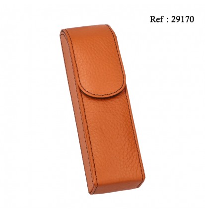 adorini cigar case real leather 2.- cigars orange with cedro divider