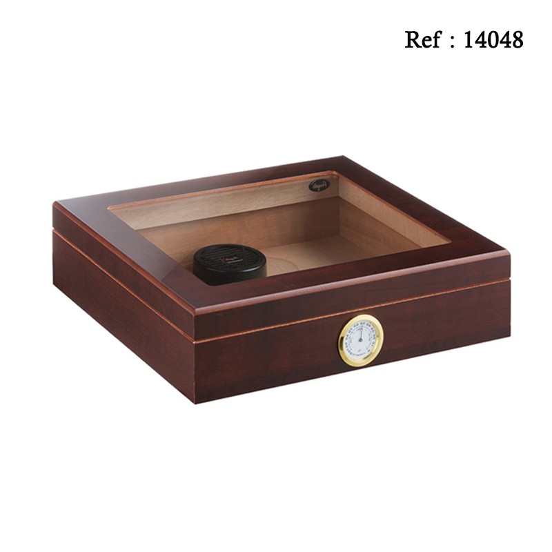 humidor brown glasstop 260 x 220 x 65 mm