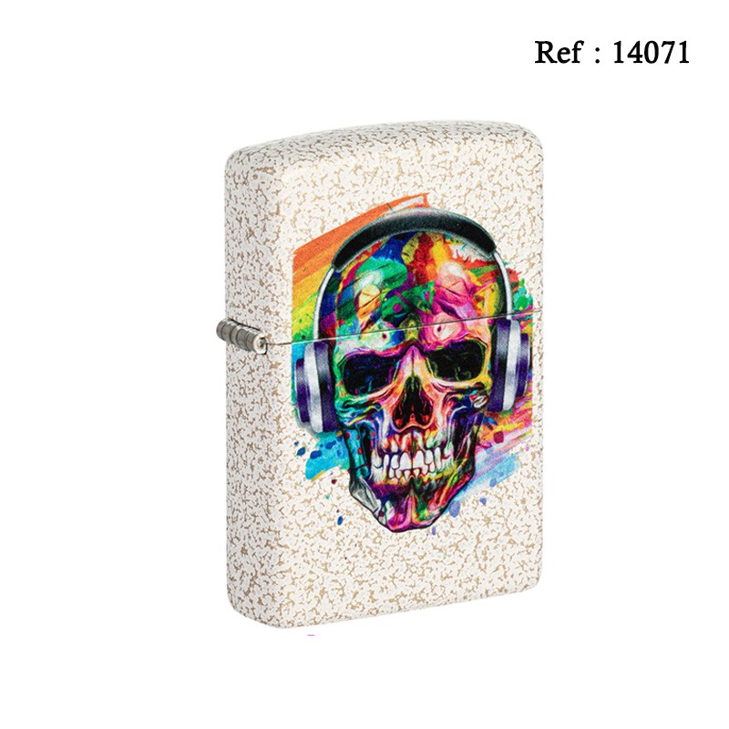 Zippo lighter skull headphones design 