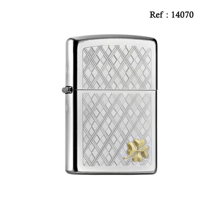 Zippo lighter chrom satin with golden glover