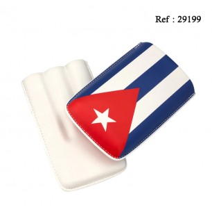 Etui 2-3 Cigares ADORINI Cuir Drapeau Cuba