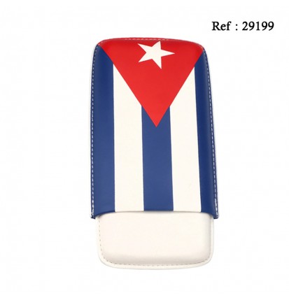 Cigar Case ADORINI leather Cuban Flag for 2-3 cigars