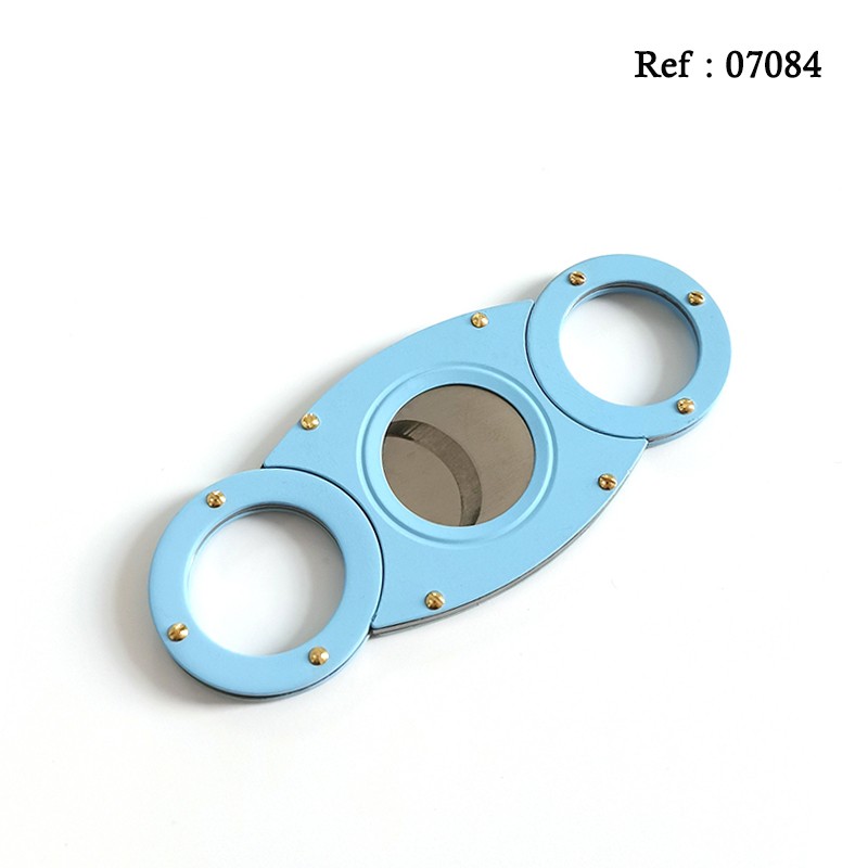 Cigar cutter stainless steel light blue mat