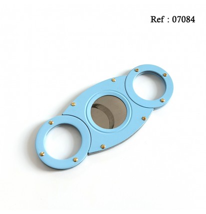 Cigar cutter stainless steel light blue mat