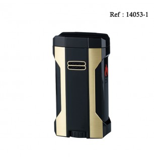 Eurojet premium 4 Jet chrom black/gold lighter + Punch 