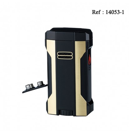 Eurojet premium 4 Jet chrom black/gold lighter + Punch 