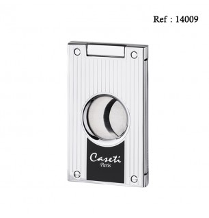 Caseti cigar cutter Chrome/Black stripes, 2 blades