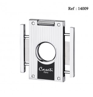 Caseti cigar cutter Chrome/Black stripes, 2 blades