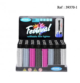 Festival flint lighter Bling Bling assorted per 24 pcs