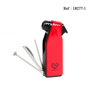 Briquet MYON Pipe Piezo Rouge, avec accessoires